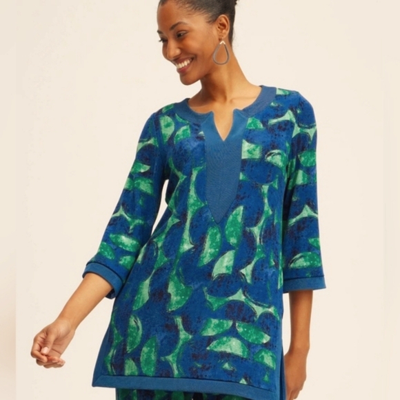 Chico's Tops - NWOT Chico's Travelers Half Moon Print Kurta Tunic Blouse Size 4, XXL